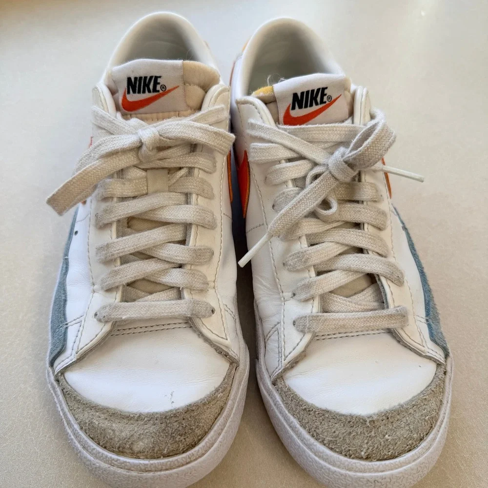 Nike Women's‎ Blazer Low '77 White/Orange/Gold/Blue DC4769-105 Size 8